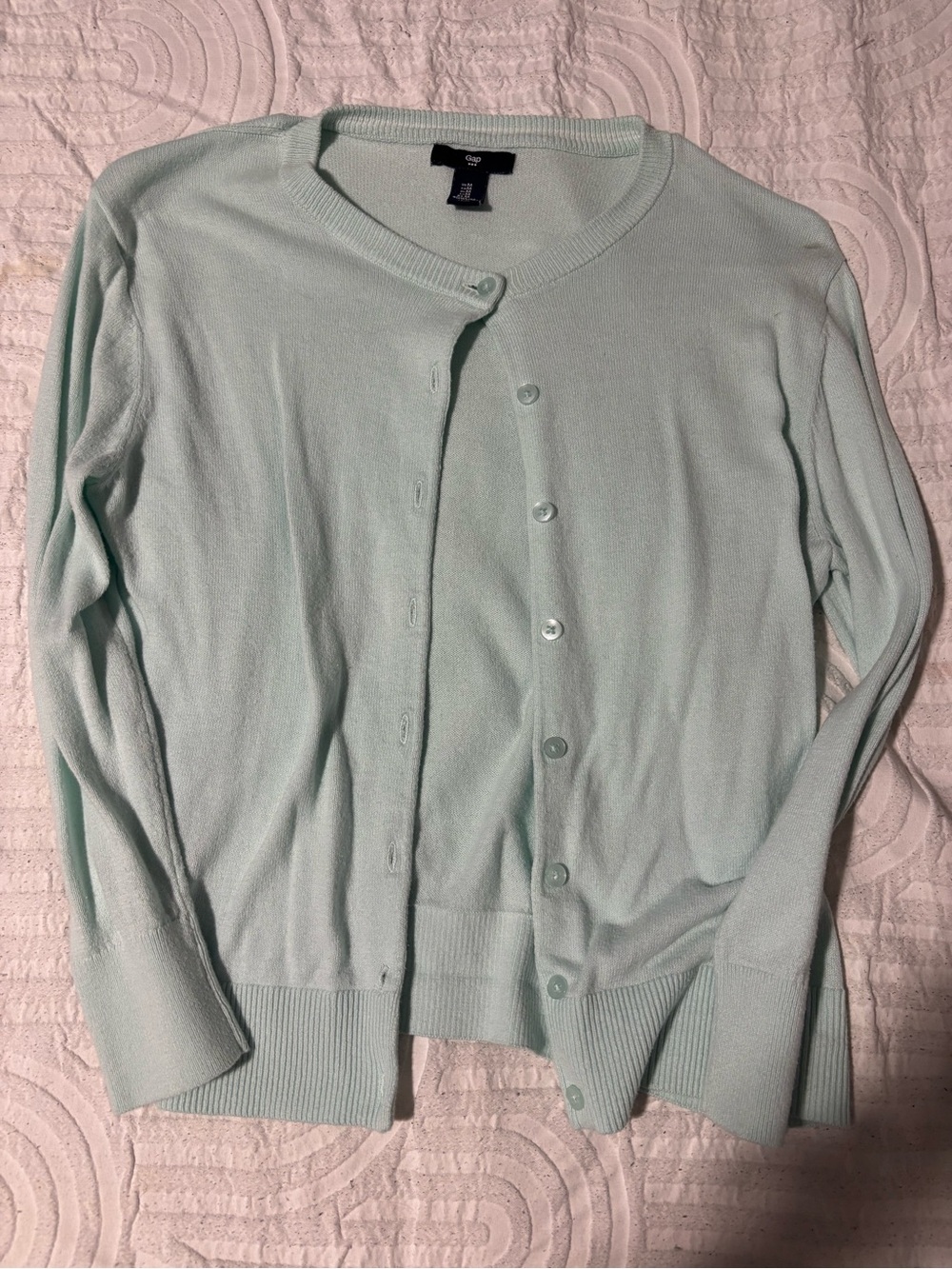 Gap Women's Mint / Light Blue Crewneck Button Cardigan